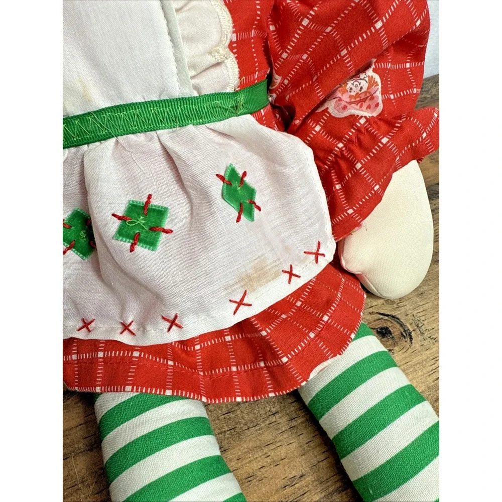 Vintage Strawberry Shortcake Doll 22” Red Plaid Dress Green Stripes 1980s Toys